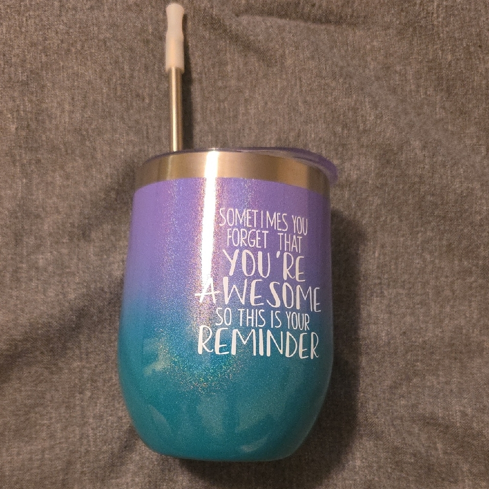 Gradient Insulated Metal Tumbler with Metal Straw